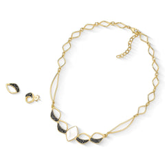 CONJUNTO AURA DOURADO COM PEDRA FRAGMENTADA
