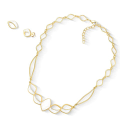 CONJUNTO AURA DOURADO COM PEDRA FRAGMENTADA