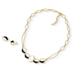 CONJUNTO AURA DOURADO COM PEDRA FRAGMENTADA