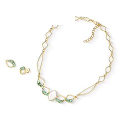 CONJUNTO AURA DOURADO COM PEDRA FRAGMENTADA