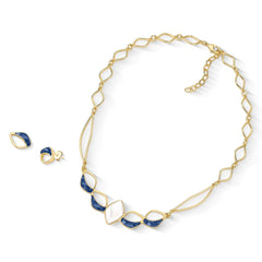 CONJUNTO AURA DOURADO COM PEDRA FRAGMENTADA
