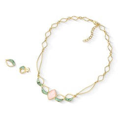 CONJUNTO AURA DOURADO COM PEDRA FRAGMENTADA