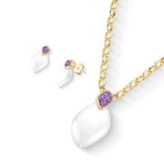 CONJUNTO AURA PORCELANA PEROLADA E PEDRA FRAGMENTADA