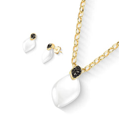 CONJUNTO AURA PORCELANA PEROLADA E PEDRA FRAGMENTADA