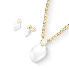 CONJUNTO AURA PORCELANA PEROLADA E PEDRA FRAGMENTADA