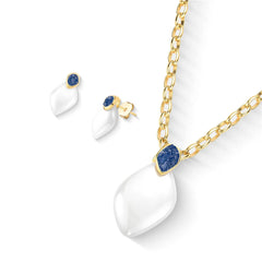 CONJUNTO AURA PORCELANA PEROLADA E PEDRA FRAGMENTADA