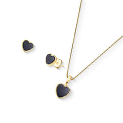 CONJUNTO FORMATO DE UM CORAÇÃO FOLHEADO A OURO HEMATITA