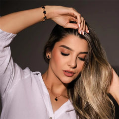 CONJUNTO FORMATO DE UM CORAÇÃO FOLHEADO A OURO HEMATITA