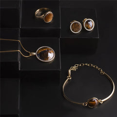 CONJUNTO FACETADO PEROLADO DOURADO COM RÓDIO BRANCO