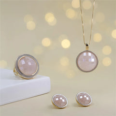 CONJUNTO FACETADO PEROLADO DOURADO COM RÓDIO BRANCO
