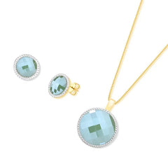 CONJUNTO FACETADO PEROLADO DOURADO COM RÓDIO BRANCO