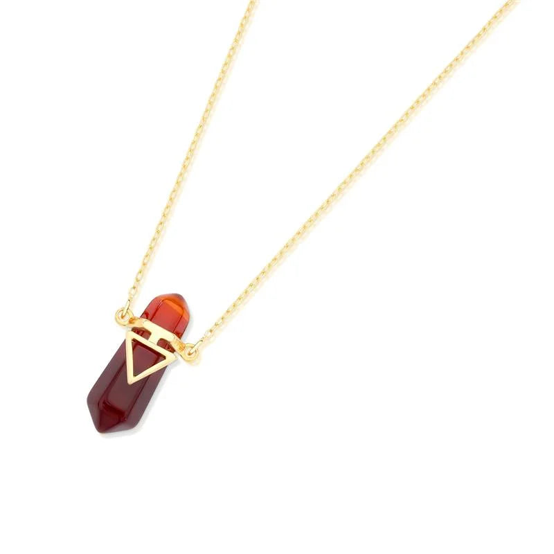 PINGENTE ZEN DETALHE DOURADO PEDRA NATURAL 3CM