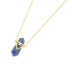 PINGENTE ZEN DETALHE DOURADO PEDRA NATURAL 3CM