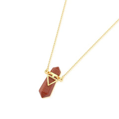 PINGENTE ZEN DETALHE DOURADO PEDRA NATURAL 3CM