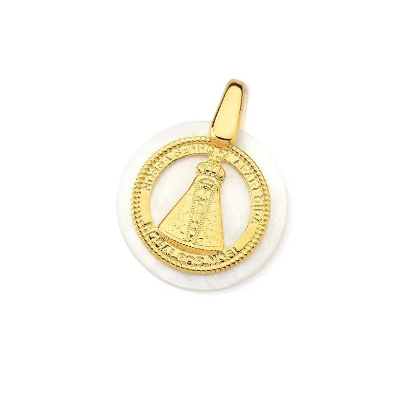 PINGENTE DOURADO SEM CORRENTE NOSSA SENHORA MADREPÉROLA