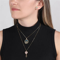PINGENTE MENINA FILHOS PEDRA CABOCHÃO CORAÇÃO 12X13mm