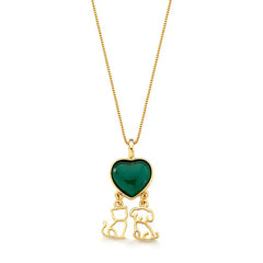 PINGENTE DOURADO PETS CAT E DOG COM CORRENTE