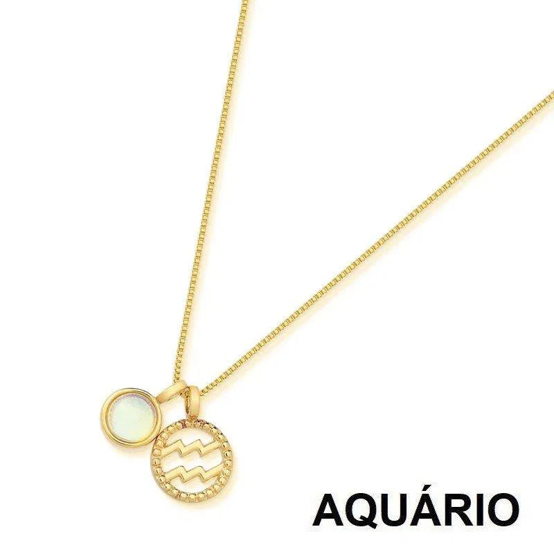 KIT PINGENTE SIGNO AQUÁRIO DOURADO