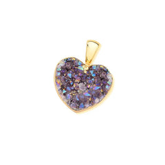 PINGENTE CORAÇÃO DOURADO COM GEODO NATURAL A VULSO 2CM