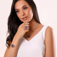 PINGENTE CORAÇÃO DOURADO COM GEODO NATURAL A VULSO 2CM