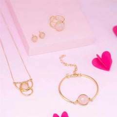 PULSEIRA AJUSTÁVEL PEDRA REDONDA NATURAL CABOCHÃO DOURADO