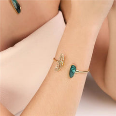 PULSEIRA FORMATO BORBOLETA GARDEN DOURADA ESMERALDA