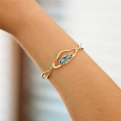 PULSEIRA DOURADA CONCHAS PEDRA FACETADA