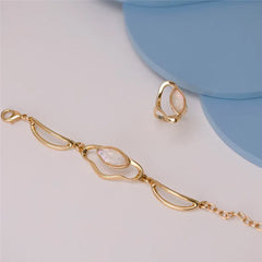 PULSEIRA DOURADA CONCHAS PEDRA FACETADA