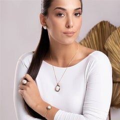 PULSEIRA PÉROLAS DOURADO COM RODIO NEGRO OVAL