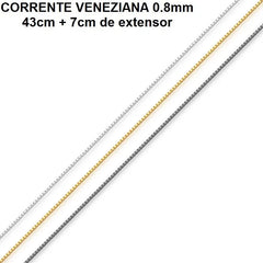 CORRENTE VENEZIANA 0.8MM 43CM+7CM DE EXTENSOR