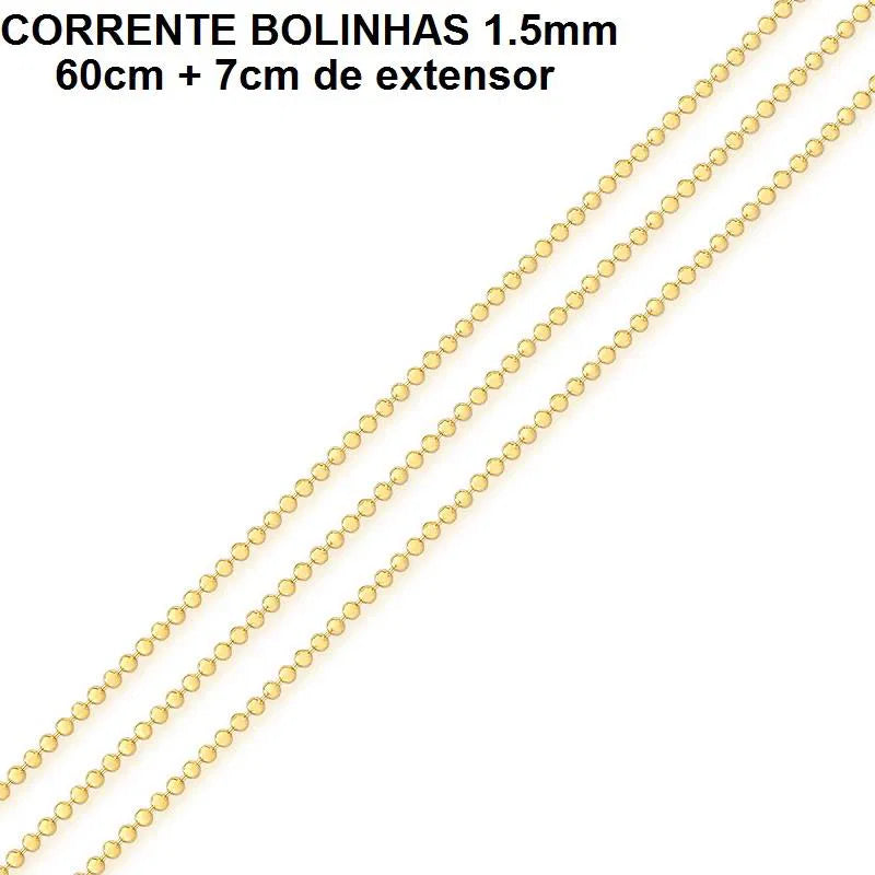 CORRENTE BOLINHAS 60CM+7CM DE EXTENSOR