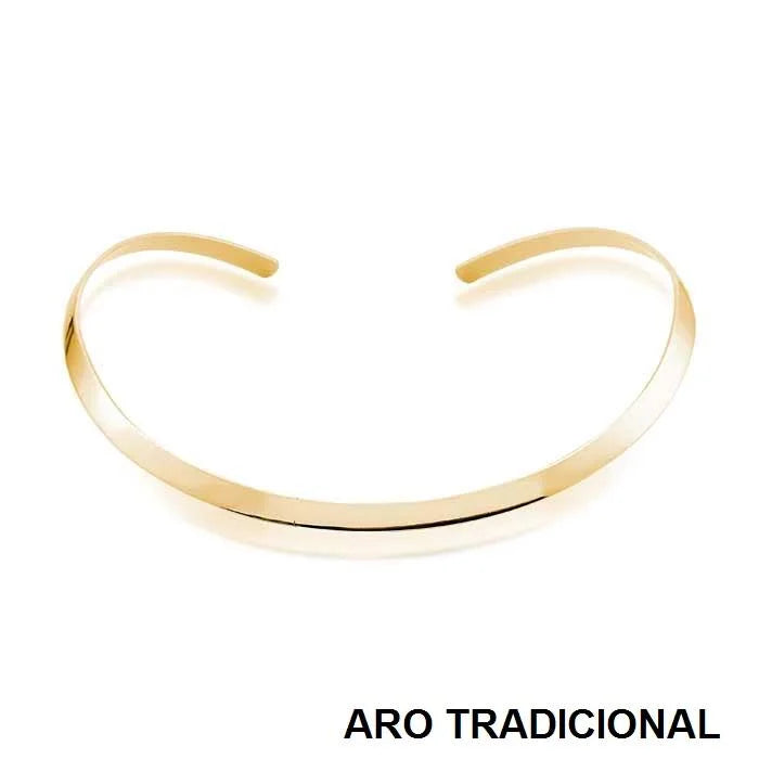 CHOKER/ARO SOLITARIO FOLHEADO A OURO