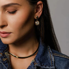 CHOKER/ARO SOLITARIO FOLHEADO A OURO
