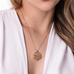 COMBO RELICÁRIO SETE PEDRAS ARVORE DA VIDA FRENTE DOURADO