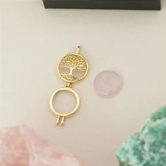 COMBO RELICÁRIO SETE PEDRAS ARVORE DA VIDA FRENTE DOURADO