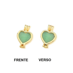 COMBO RELICÁRIO SETE PEDRAS FORMATO EM CORAÇÃO FOLHEADO A OURO