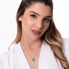 COMBO RELICÁRIO SETE PEDRAS FORMATO EM CORAÇÃO FOLHEADO A OURO