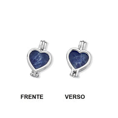 COMBO RELICÁRIO SETE PEDRAS FORMATO EM CORAÇÃO EM RÓDIO BRANCO