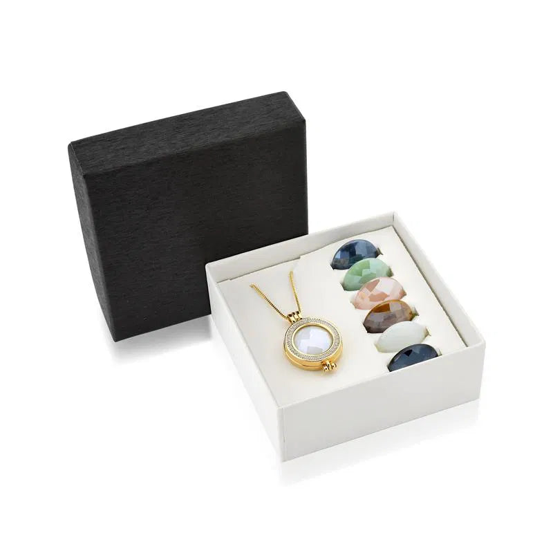 COMBO DOURADO E RÓDIO BRANCO SETE PEDRAS FACETADA PEROLADA