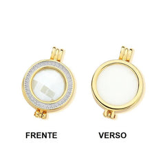 COMBO DOURADO E RÓDIO BRANCO SETE PEDRAS FACETADA PEROLADA