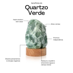 LUMINÁRIA PEQUENA COM LUZ BRANCA – PEDRA QUARTZO VERDE