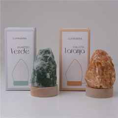LUMINÁRIA PEQUENA COM LUZ BRANCA – PEDRA QUARTZO VERDE
