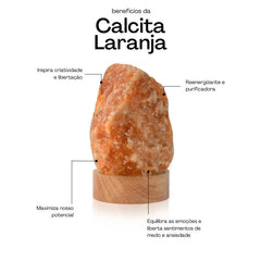 LUMINÁRIA PEQUENA LUZ BRANCA - CALCITA LARANJA