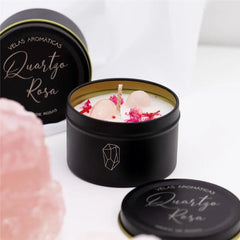 VELA DECORATIVA QUARTZO ROSA AROMA DE ROSAS