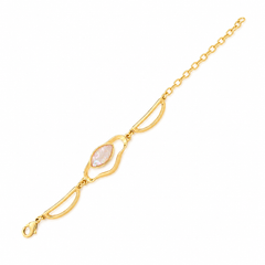PULSEIRA DOURADA CONCHAS PEDRA FACETADA