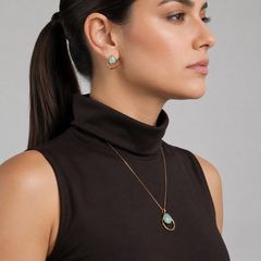CONJUNTO BELLE DOURADO PEDRA GOTA