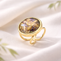ANEL AJUSTÁVEL DOURADO CONCHA FACETADA 20MM