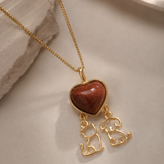 PINGENTE DOURADO PETS CAT E DOG COM CORRENTE