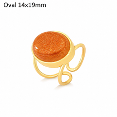 ANEL DE REGULAGEM DOURADO CLÁSSICOS BÁSICOS PEDRA OVAL