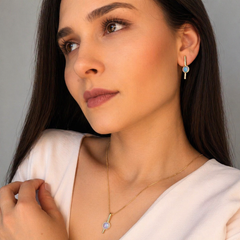 CONJUNTO TREND DOURADO PEDRA NATURAL